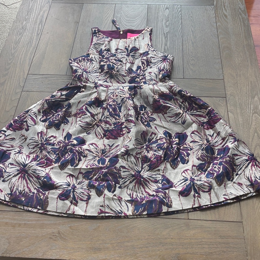 Floral Party Dress in Purple and Navy